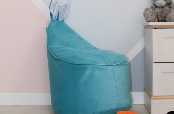Велюровое голубое Кресло-мешок 80*55