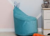 Велюровое голубое Кресло-мешок 80*55